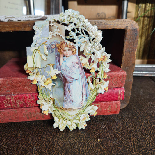 Art Nouveau Floral Die Cut Card with Daffodils
