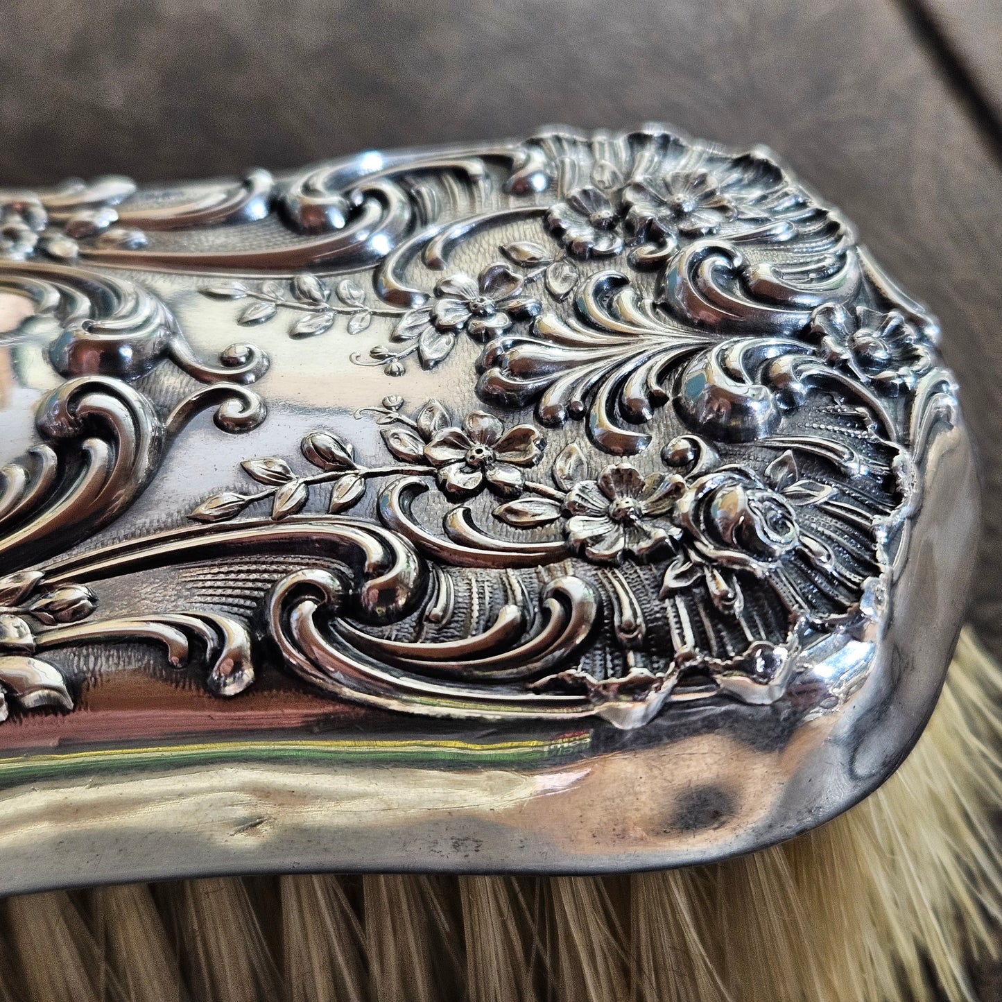 Sterling Silver Repousse Vanity Brush