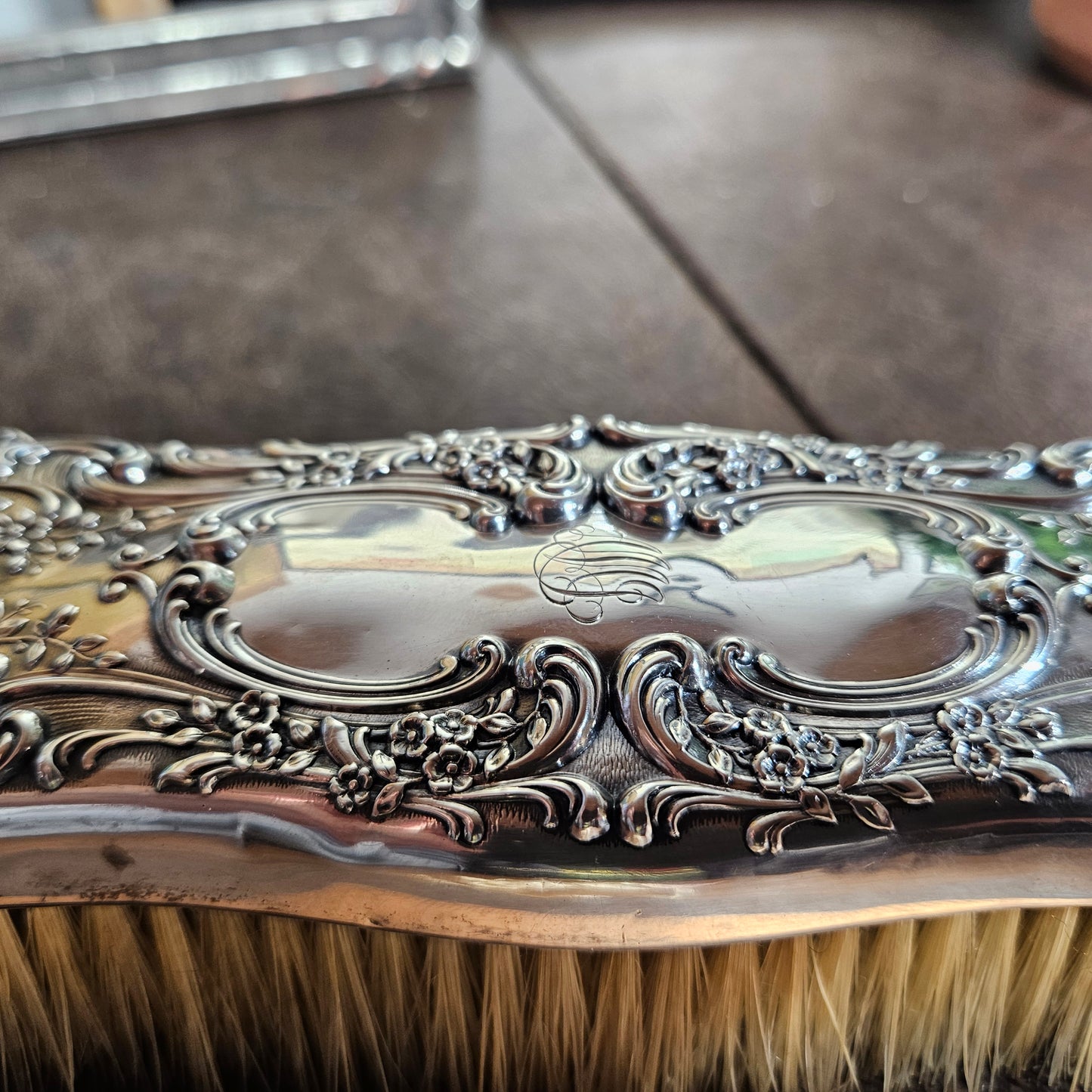 Sterling Silver Repousse Vanity Brush