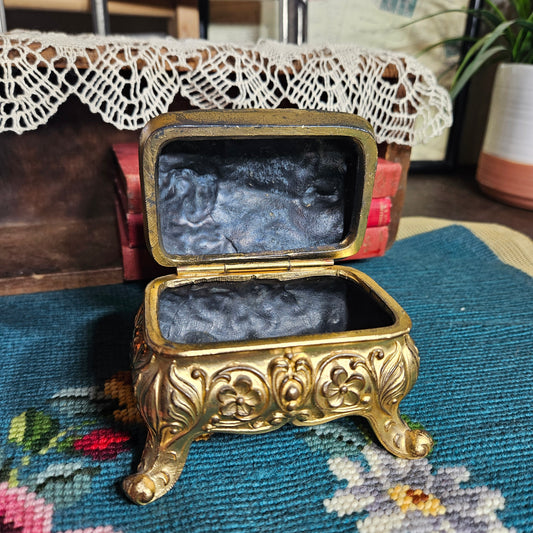 Vintage Ornate Brass Trinket Box