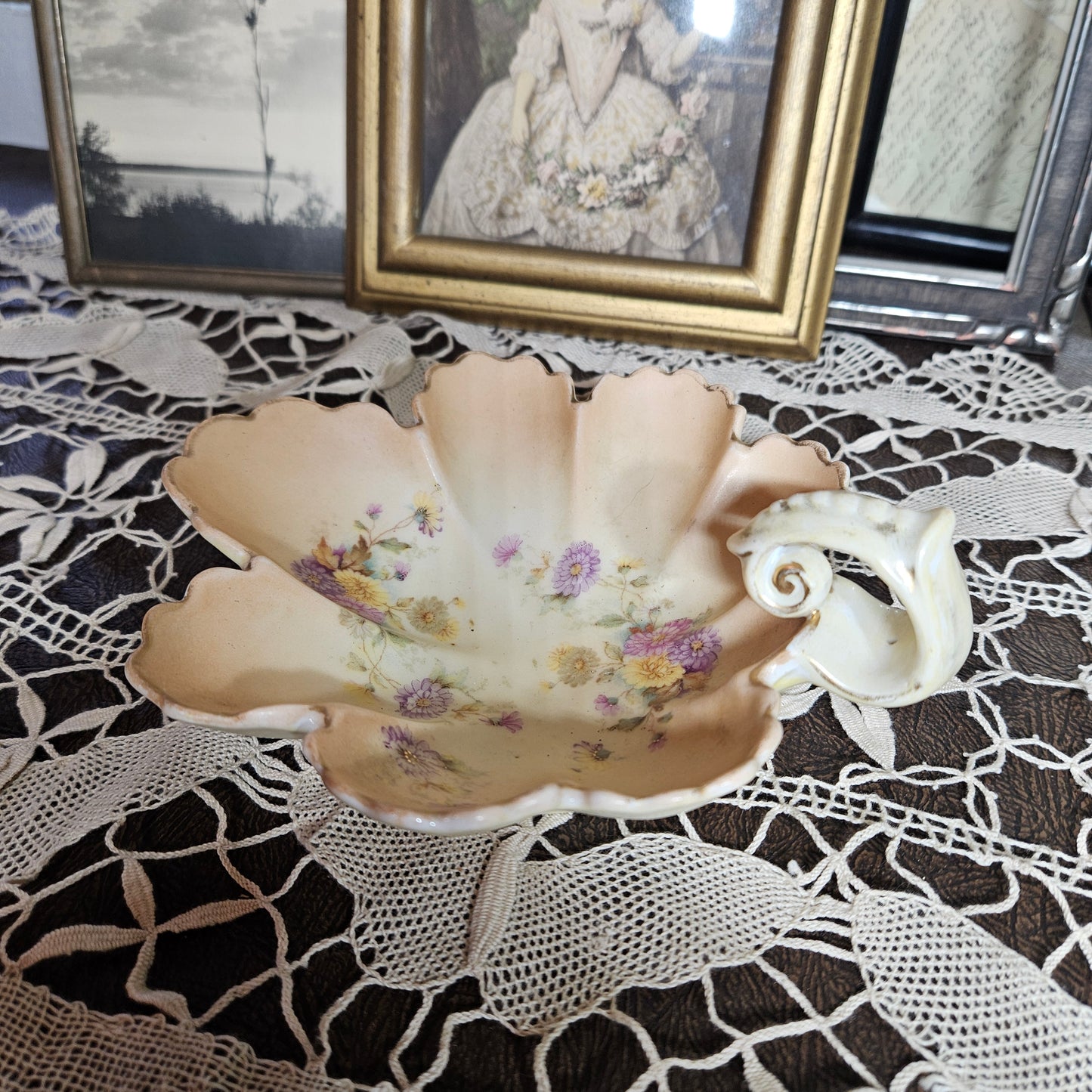 Vintage Floral Porcelain Handled Bowl