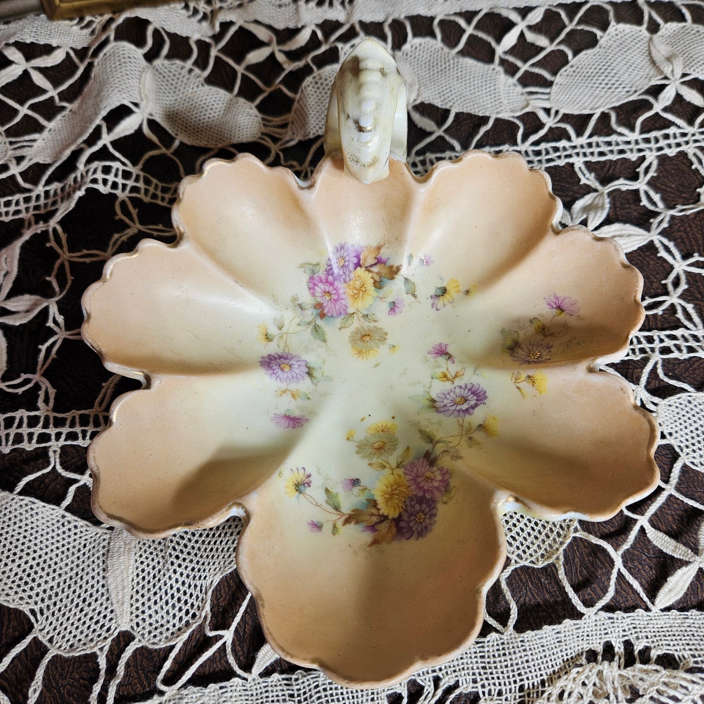 Vintage Floral Porcelain Handled Bowl