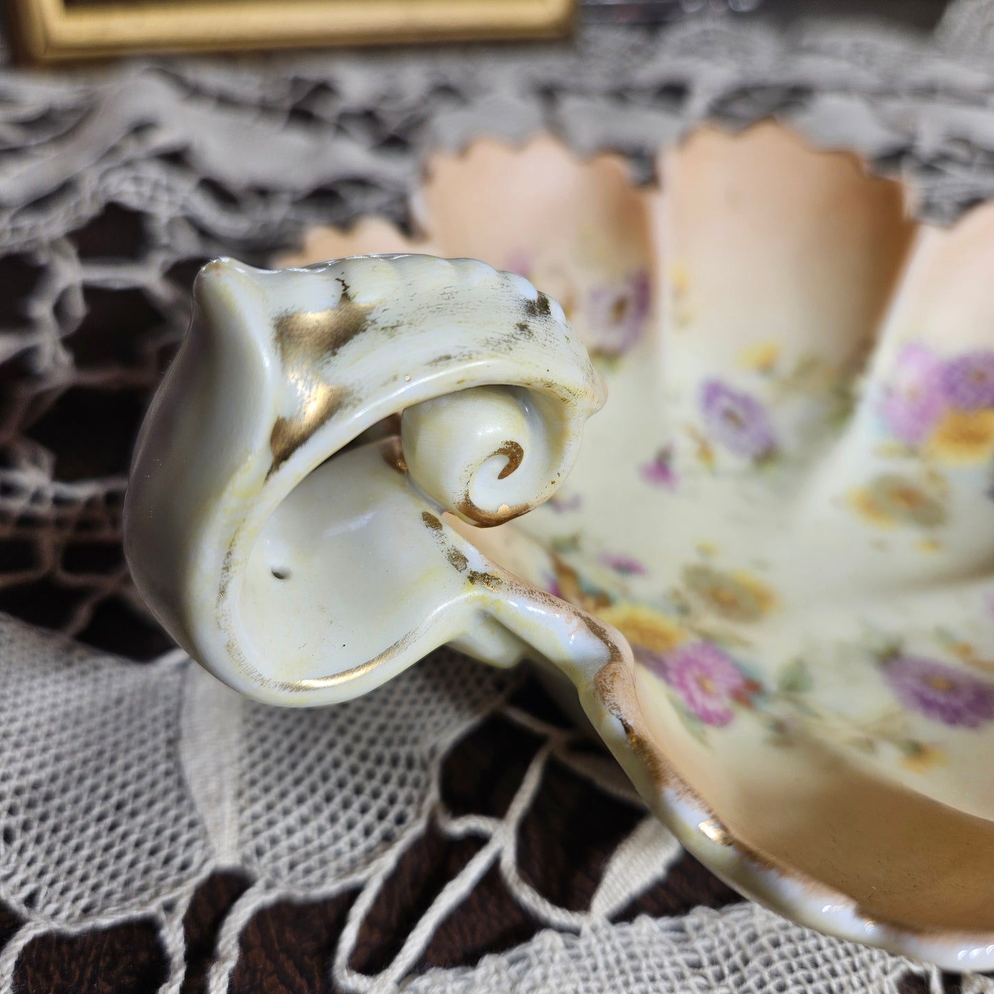 Vintage Floral Porcelain Handled Bowl