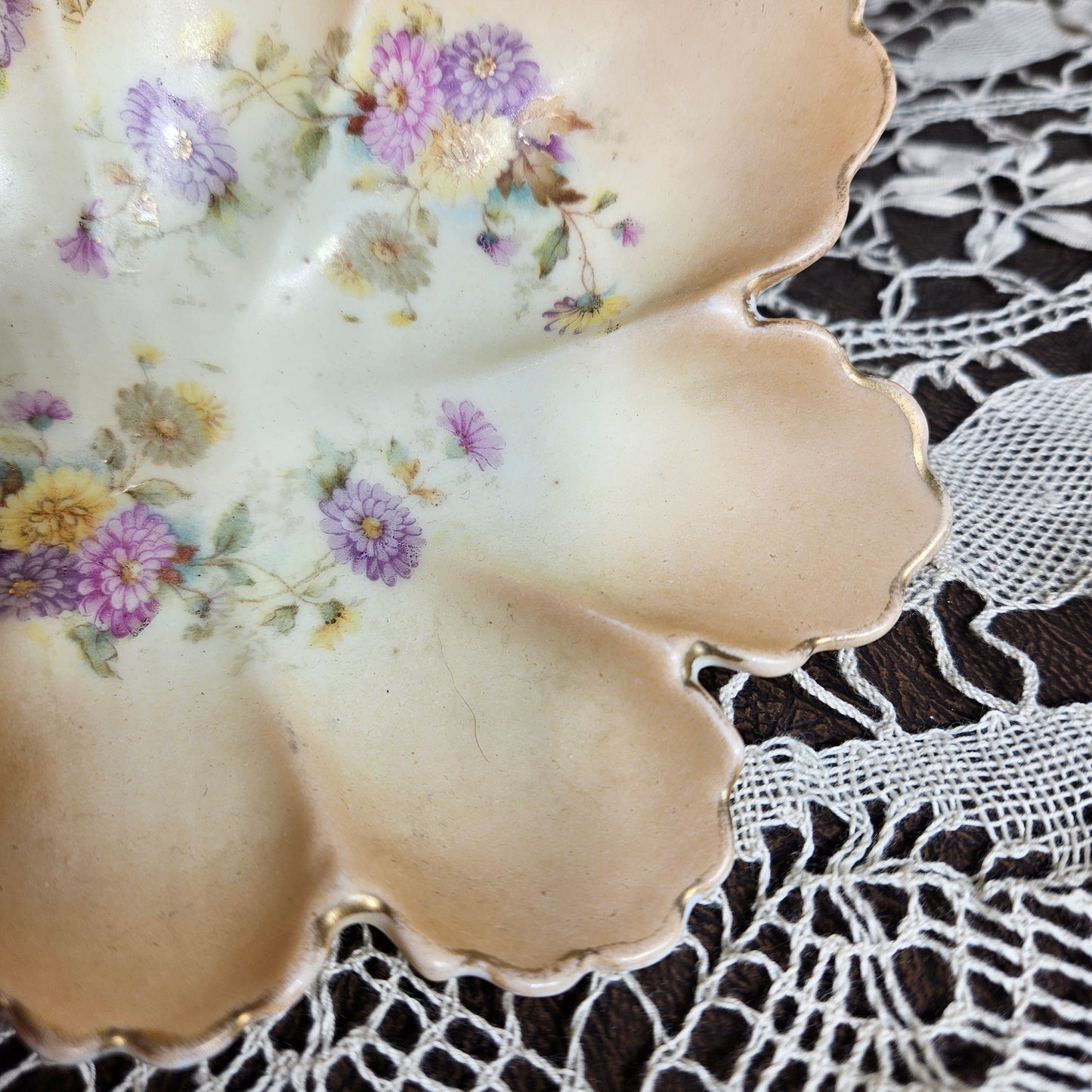 Vintage Floral Porcelain Handled Bowl