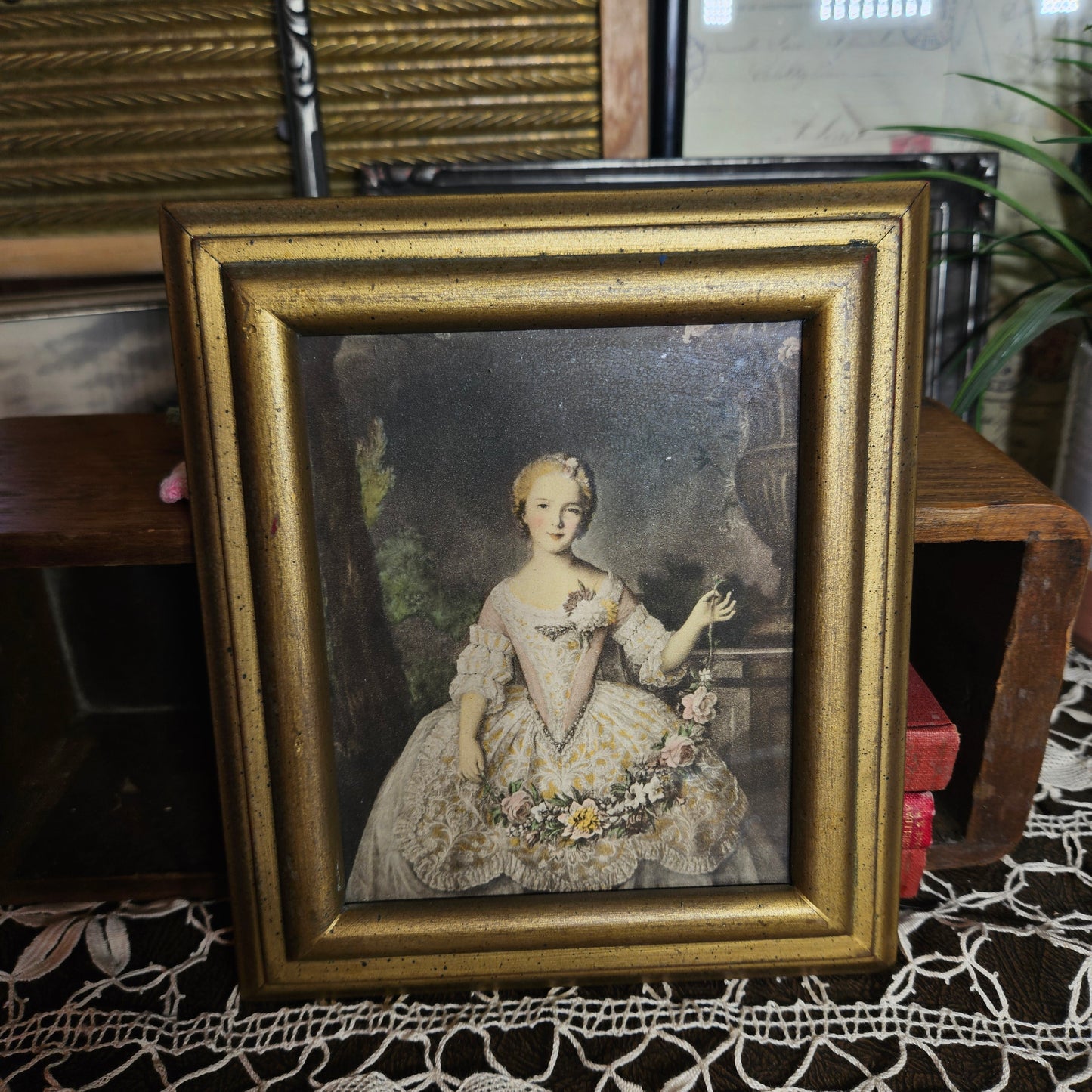 Vintage Framed Aristocratic Lady Portrait Print