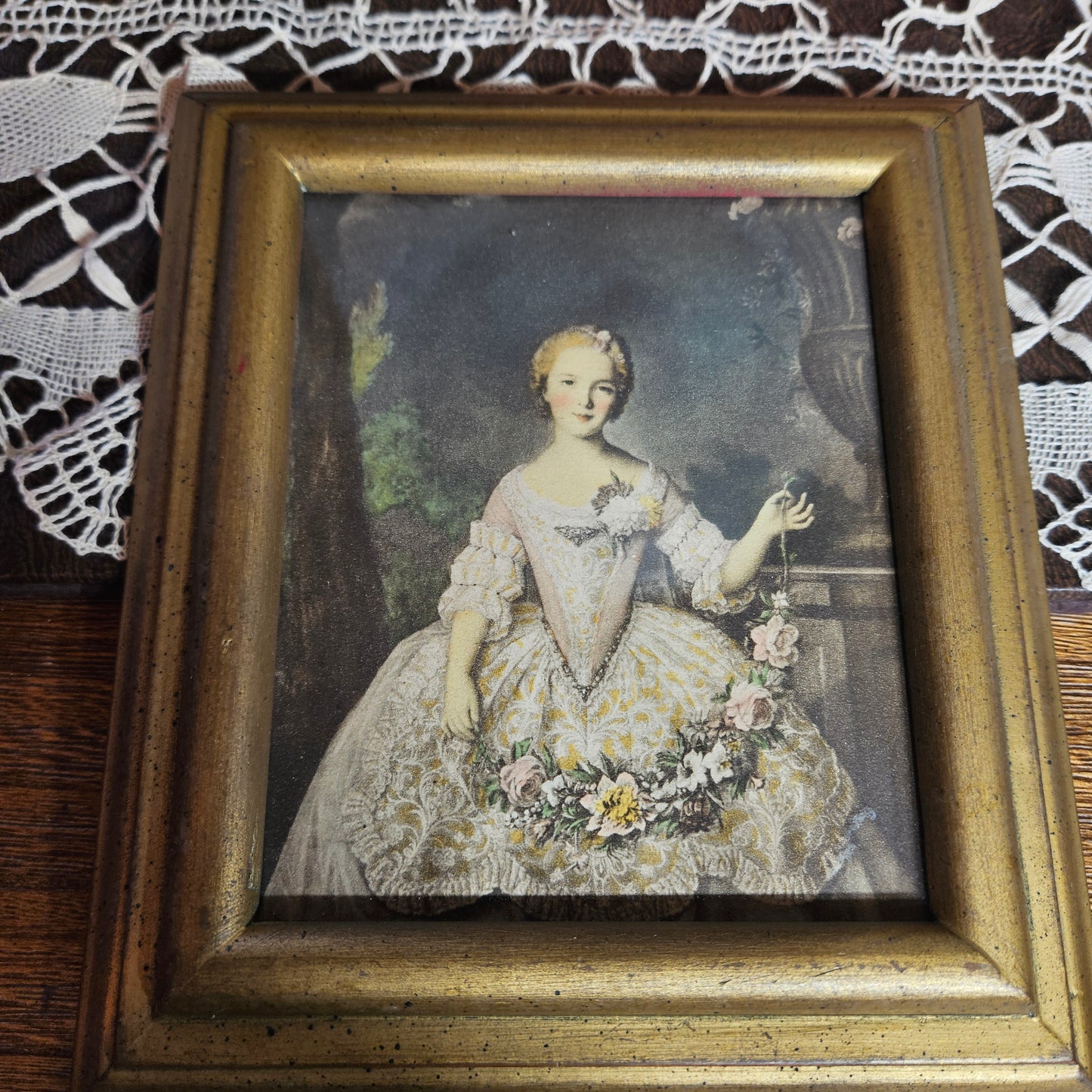 Vintage Framed Aristocratic Lady Portrait Print