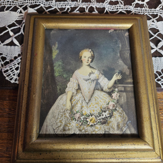 Vintage Framed Aristocratic Lady Portrait Print