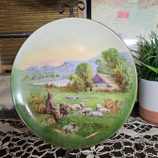 Vintage Pastoral Shepherd Scenic Serving Tray
