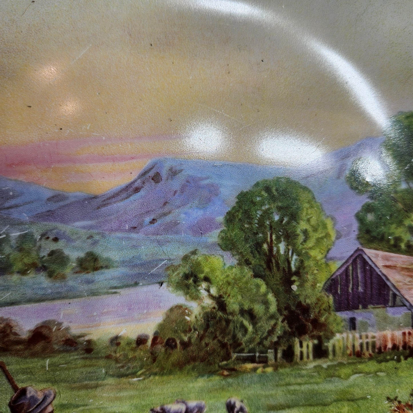 Vintage Pastoral Shepherd Scenic Serving Tray