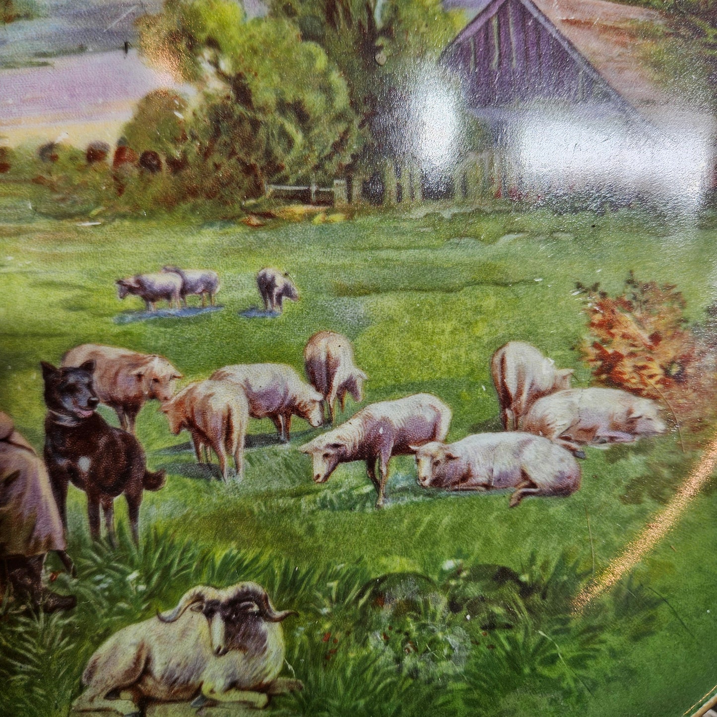 Vintage Pastoral Shepherd Scenic Serving Tray