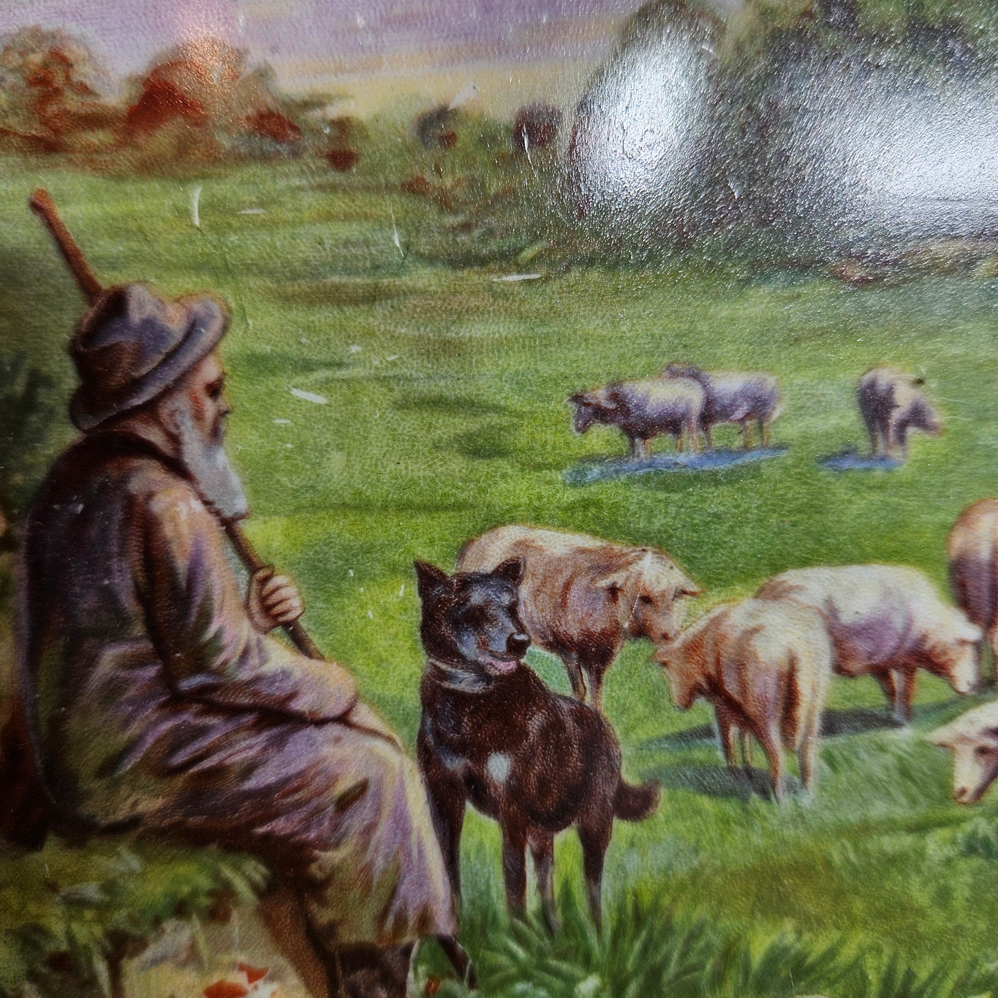 Vintage Pastoral Shepherd Scenic Serving Tray