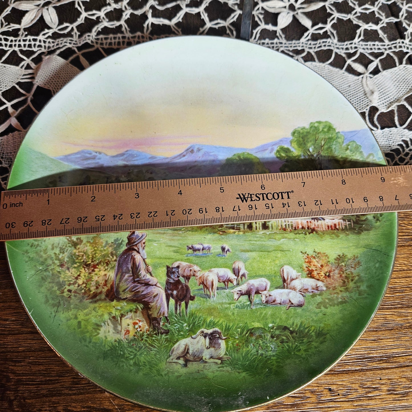 Vintage Pastoral Shepherd Scenic Serving Tray