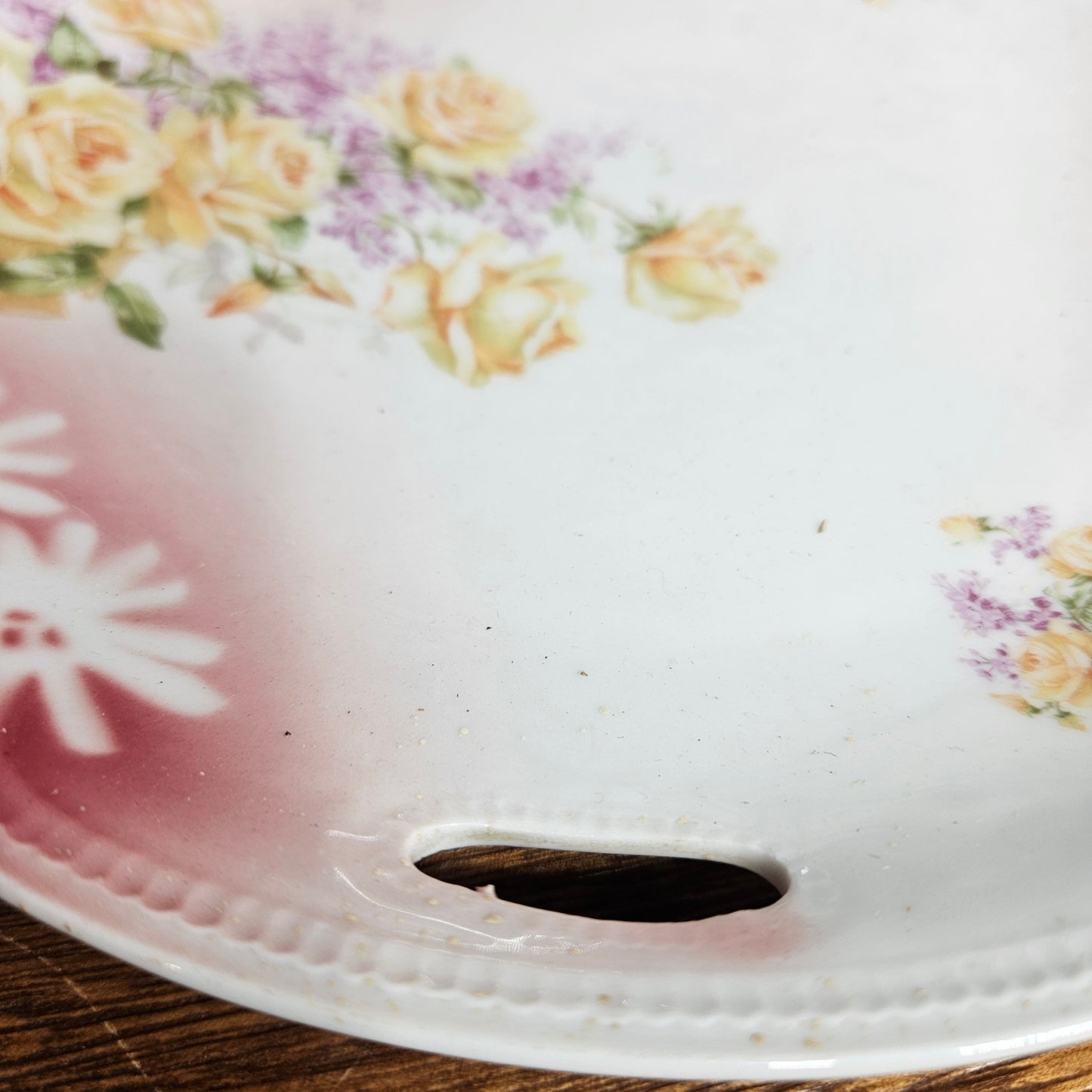 Vintage Floral Porcelain Serving Tray with Handles