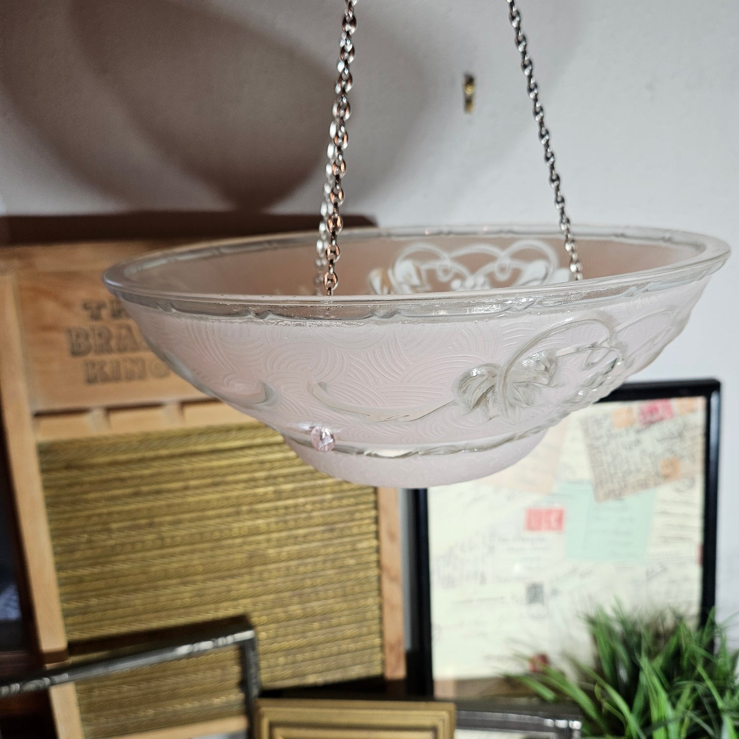 Hanging Glass Candle Holder with Grape Design