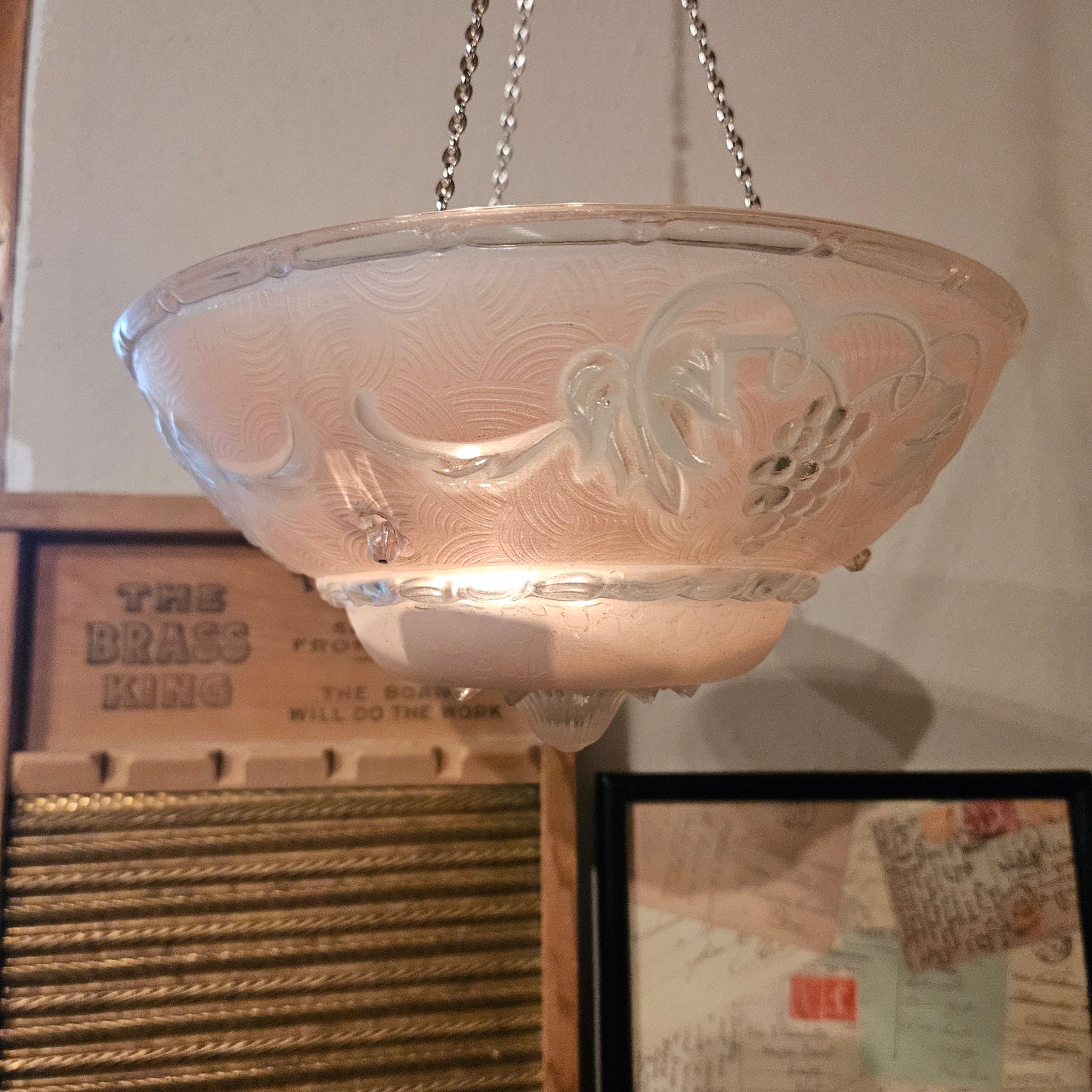 Hanging Glass Candle Holder with Grape Design