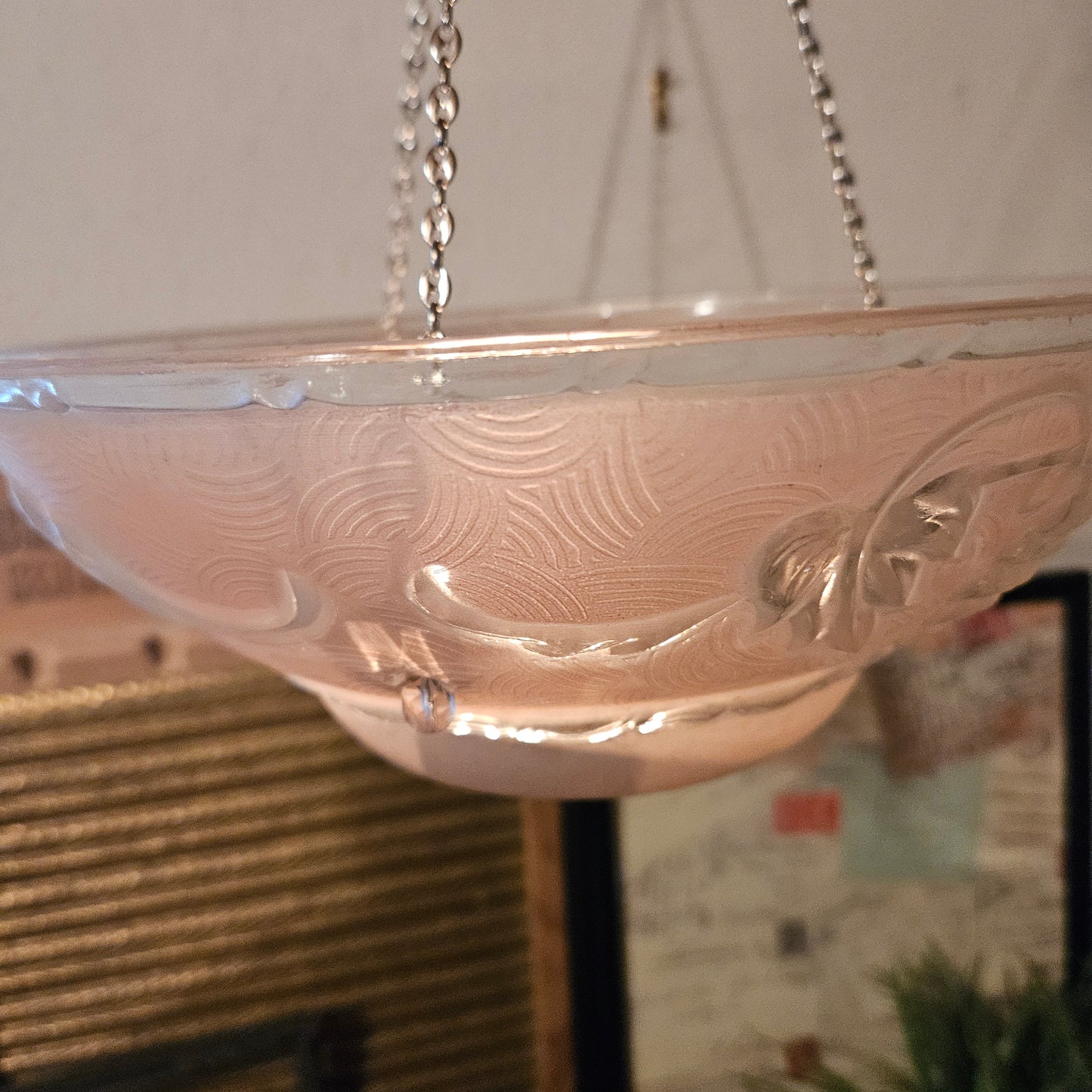 Hanging Glass Candle Holder with Grape Design