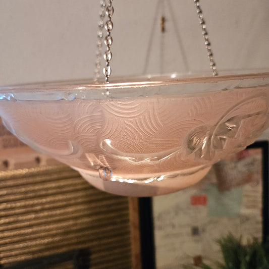 Vintage Hanging Glass Candle Holder with Grape Design