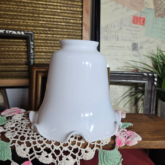 Vintage White Scalloped Milk Glass Lamp Shade