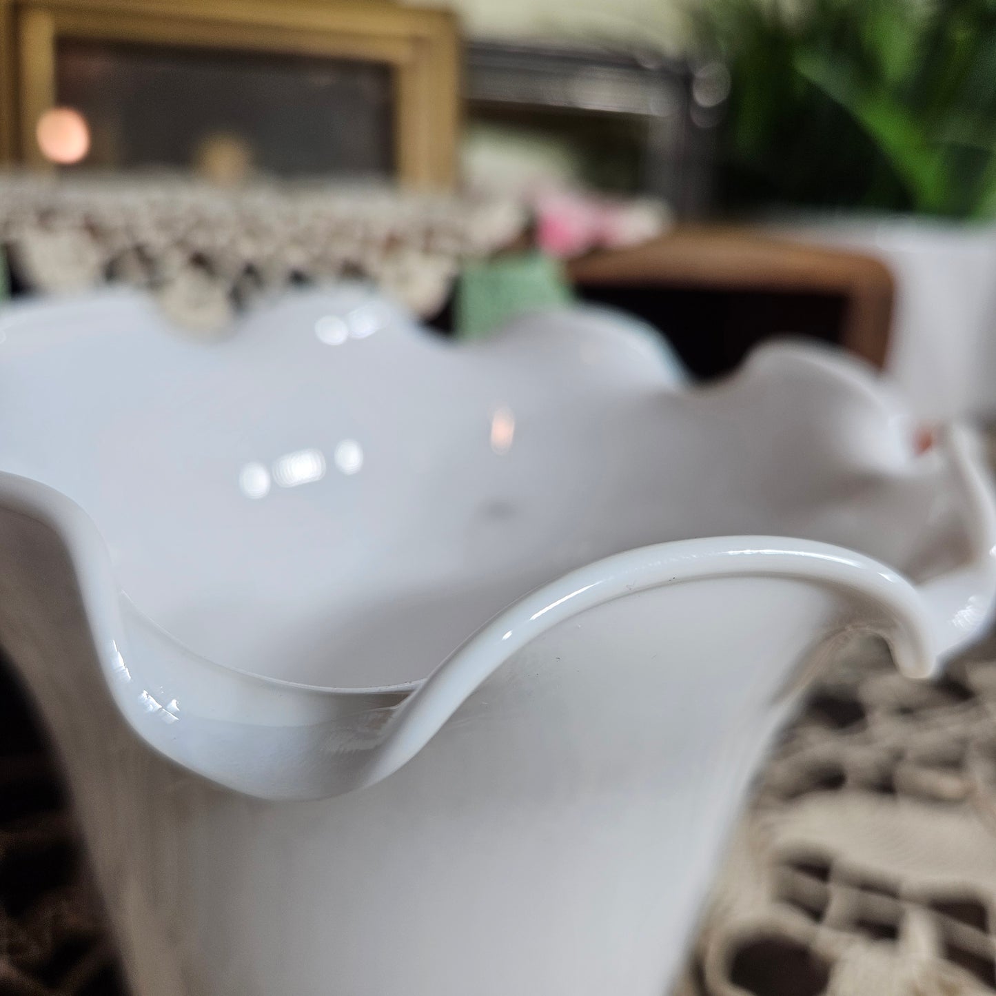 White Scalloped Milk Glass Lamp Shade