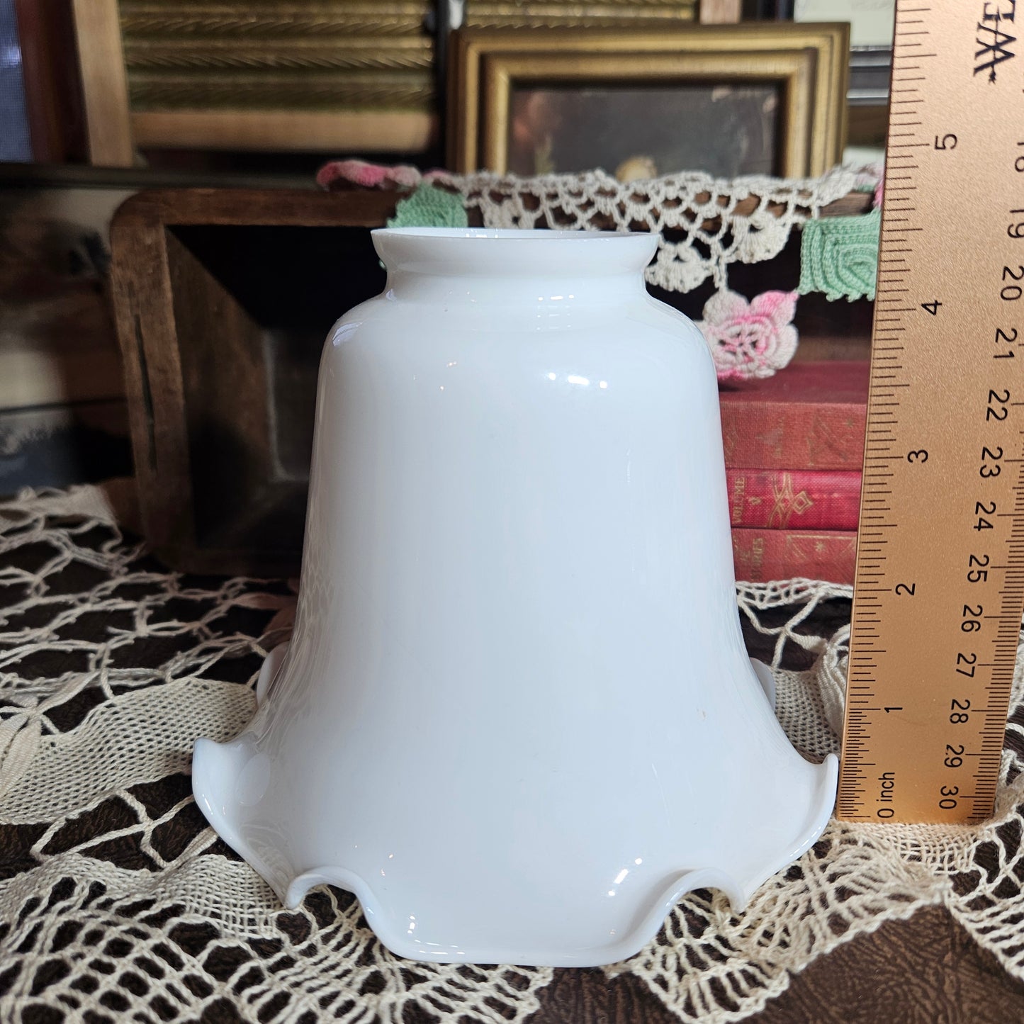 White Scalloped Milk Glass Lamp Shade