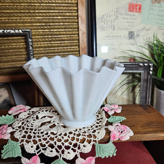 Vintage White Milk Glass Pleated Lamp Shade