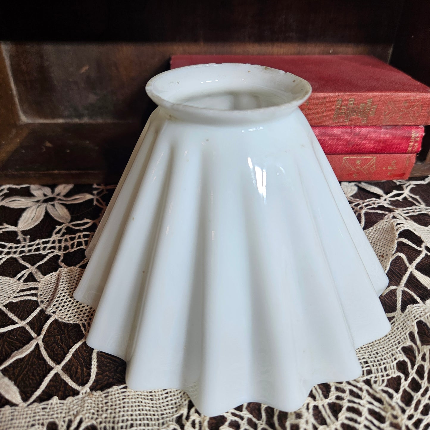 Vintage White Milk Glass Pleated Lamp Shade