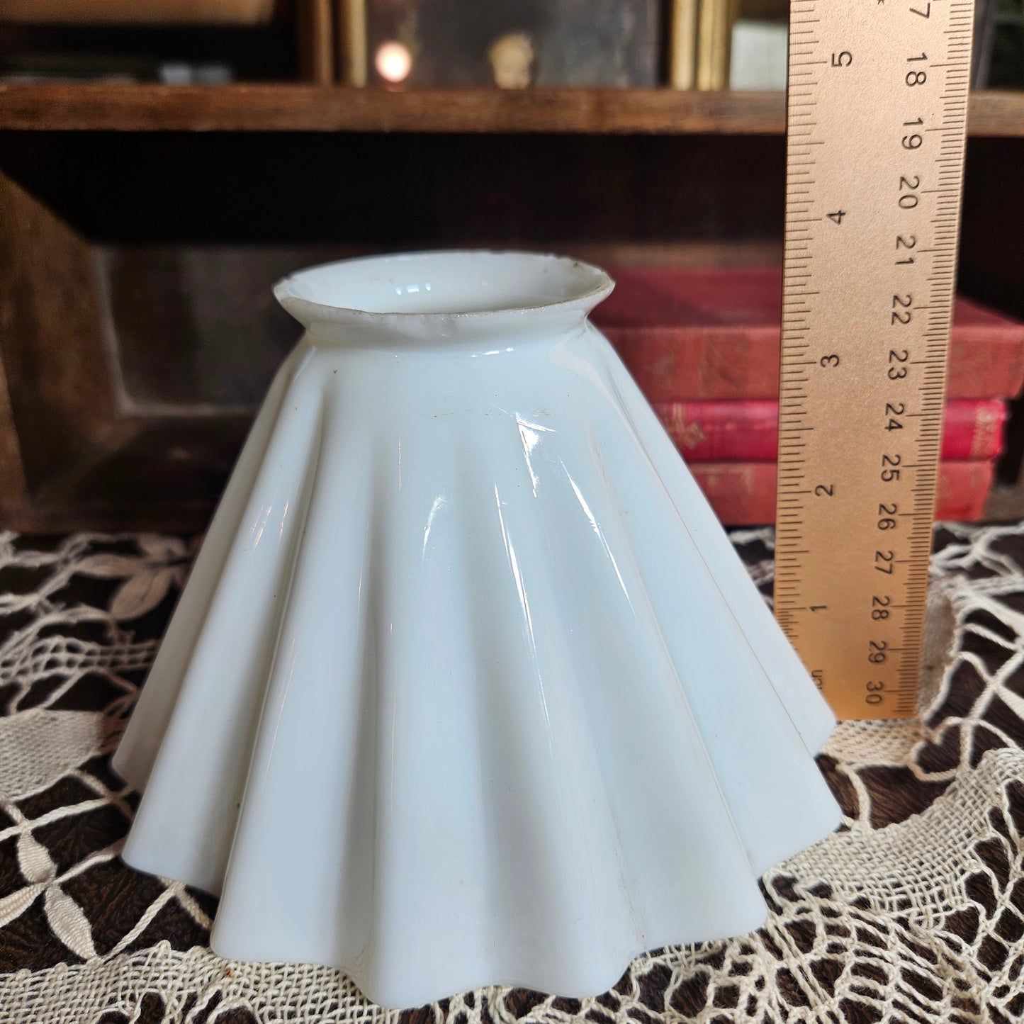 Vintage White Milk Glass Pleated Lamp Shade