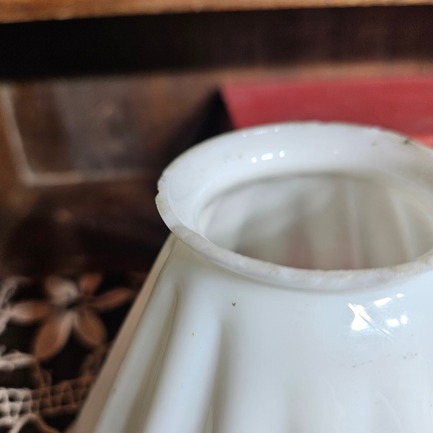 Vintage White Milk Glass Pleated Lamp Shade