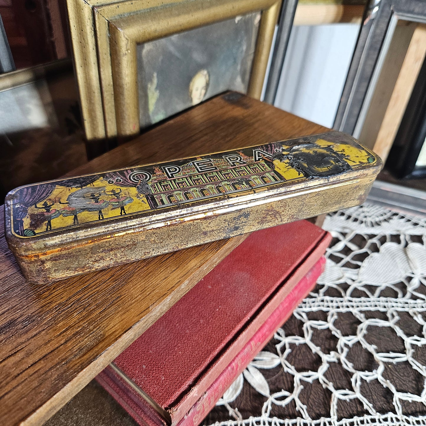 Vintage German Opera Harmonica Tin Case