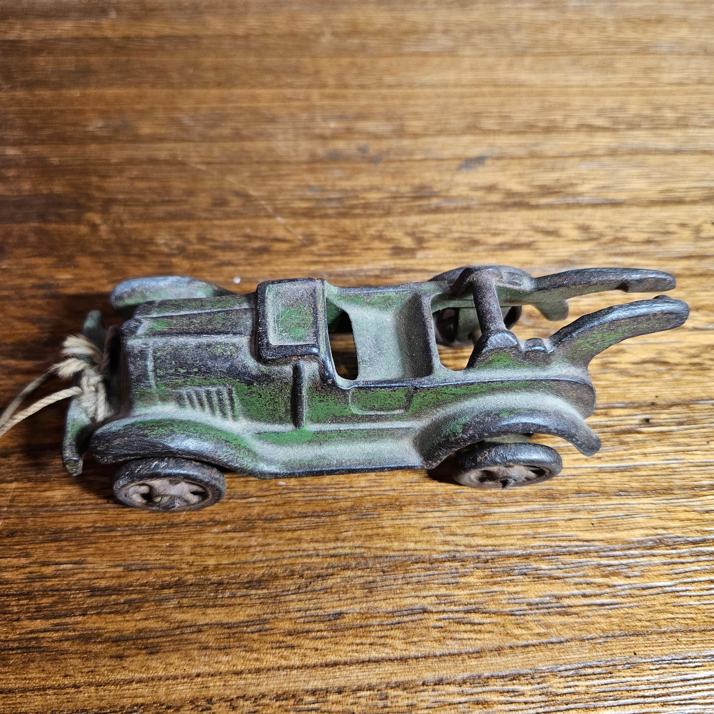 Vintage Cast Iron Antique Car Toy Green Roadster