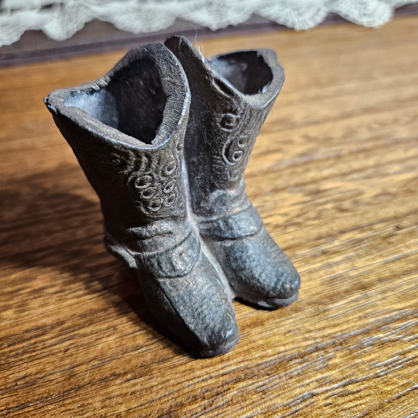 Vintage Cowboy Boot Match Holder Vase
