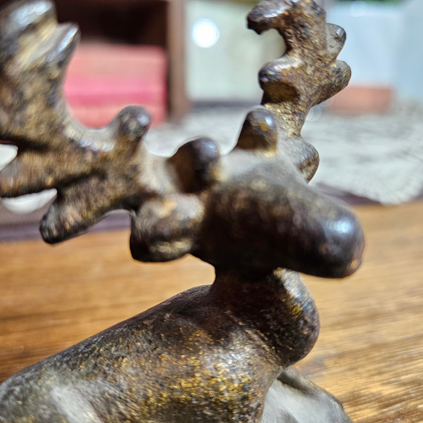 Vintage Cast Iron Reclining Deer Figurine Rustic Decor