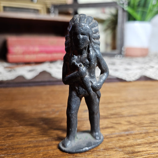 Vintage Cast Metal Native American Figurine Small Statue