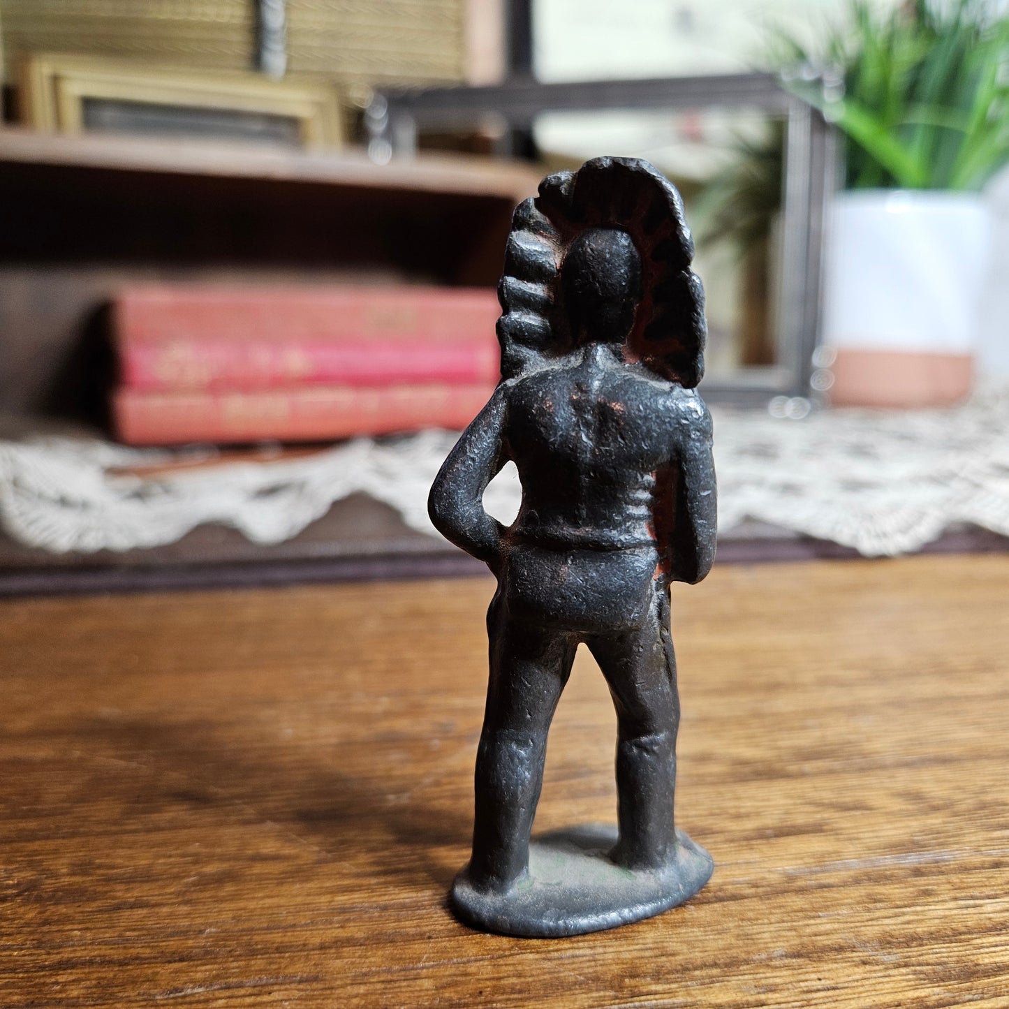 Vintage Cast Metal Native American Figurine Small Statue