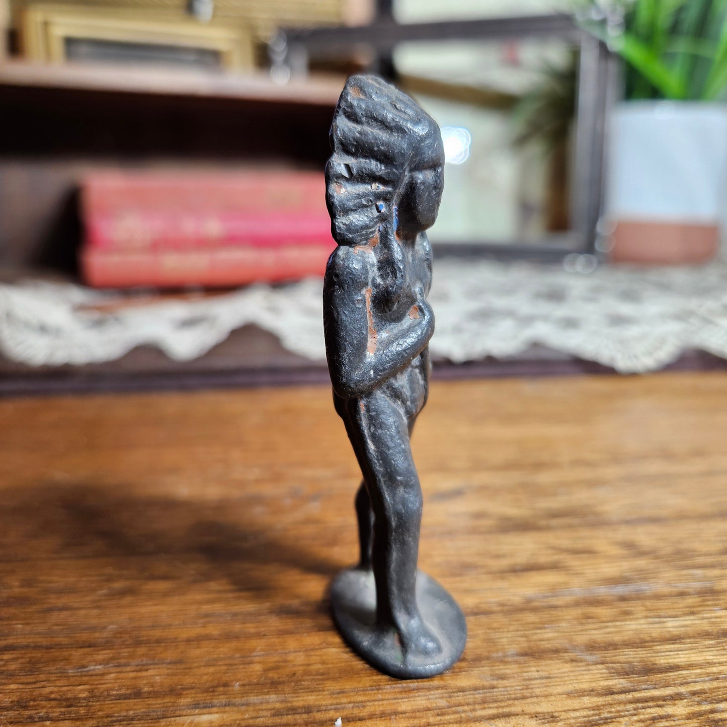 Vintage Cast Metal Native American Figurine Small Statue