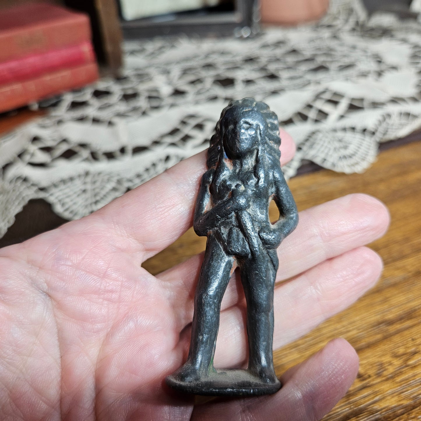 Vintage Cast Metal Native American Figurine Small Statue