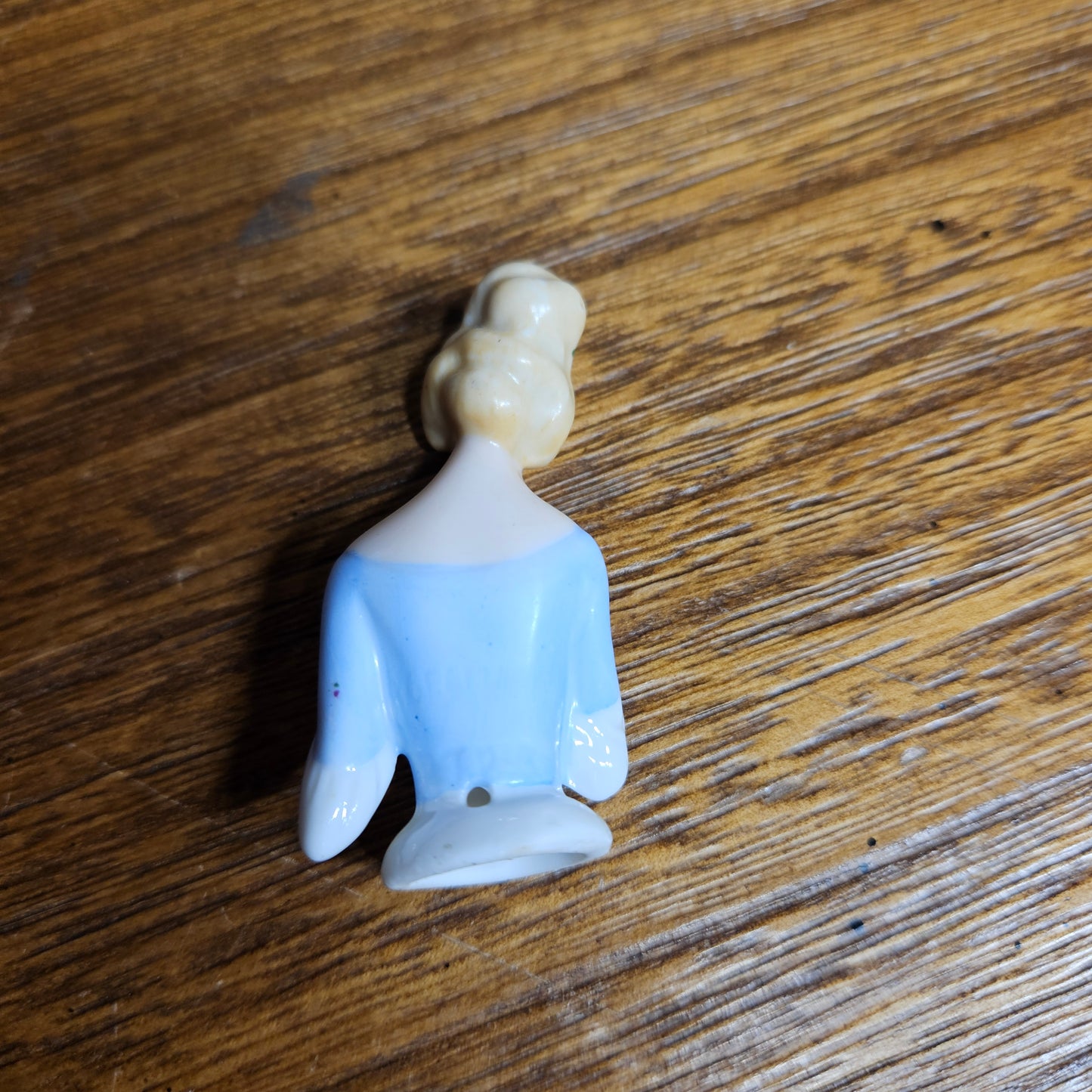 Mini Porcelain Lady Figurine Blue Dress Tiny Doll Figure