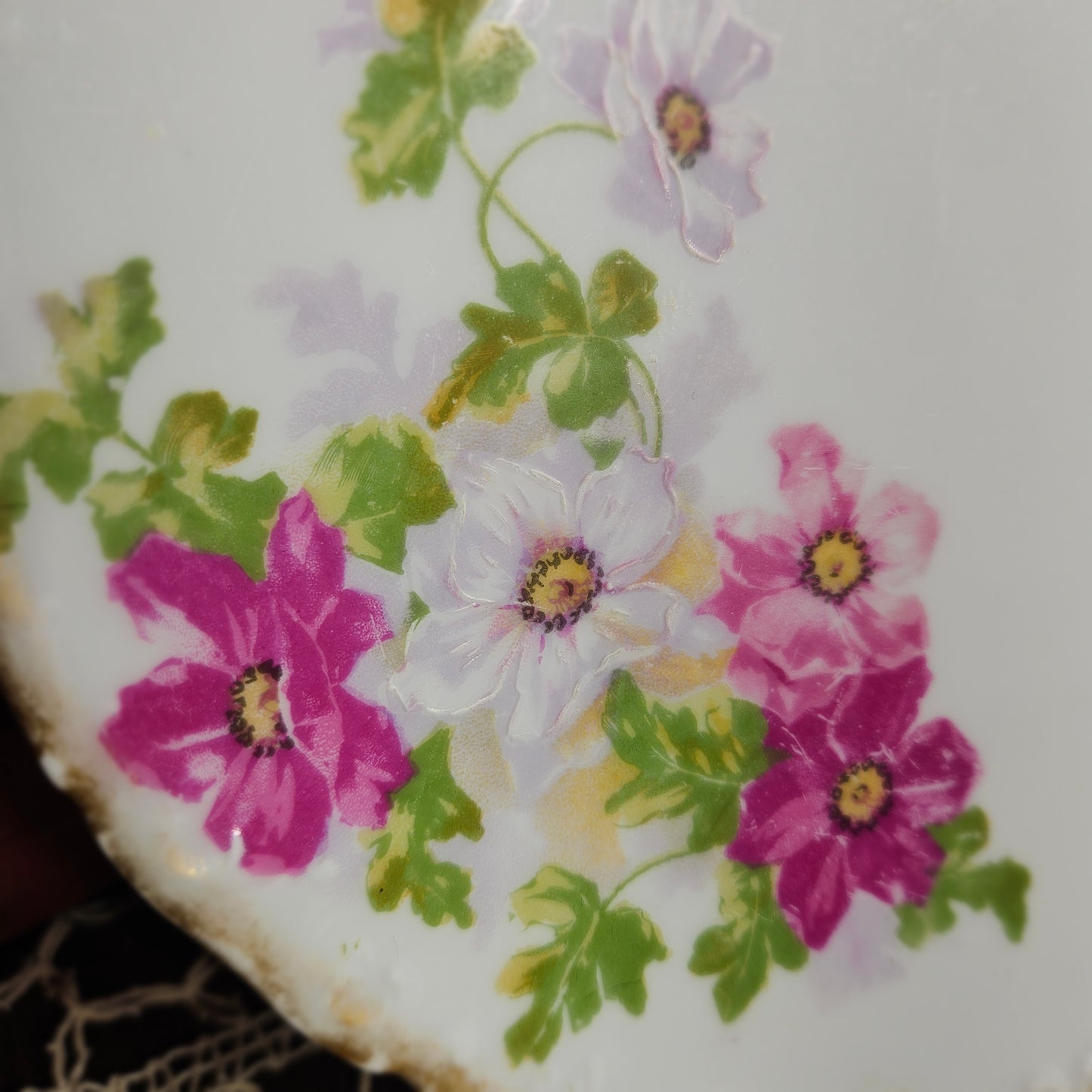 Limoges Floral Cabinet Plate with Gold Rim
