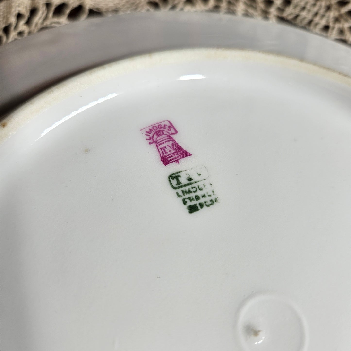 Limoges Floral Cabinet Plate with Gold Rim