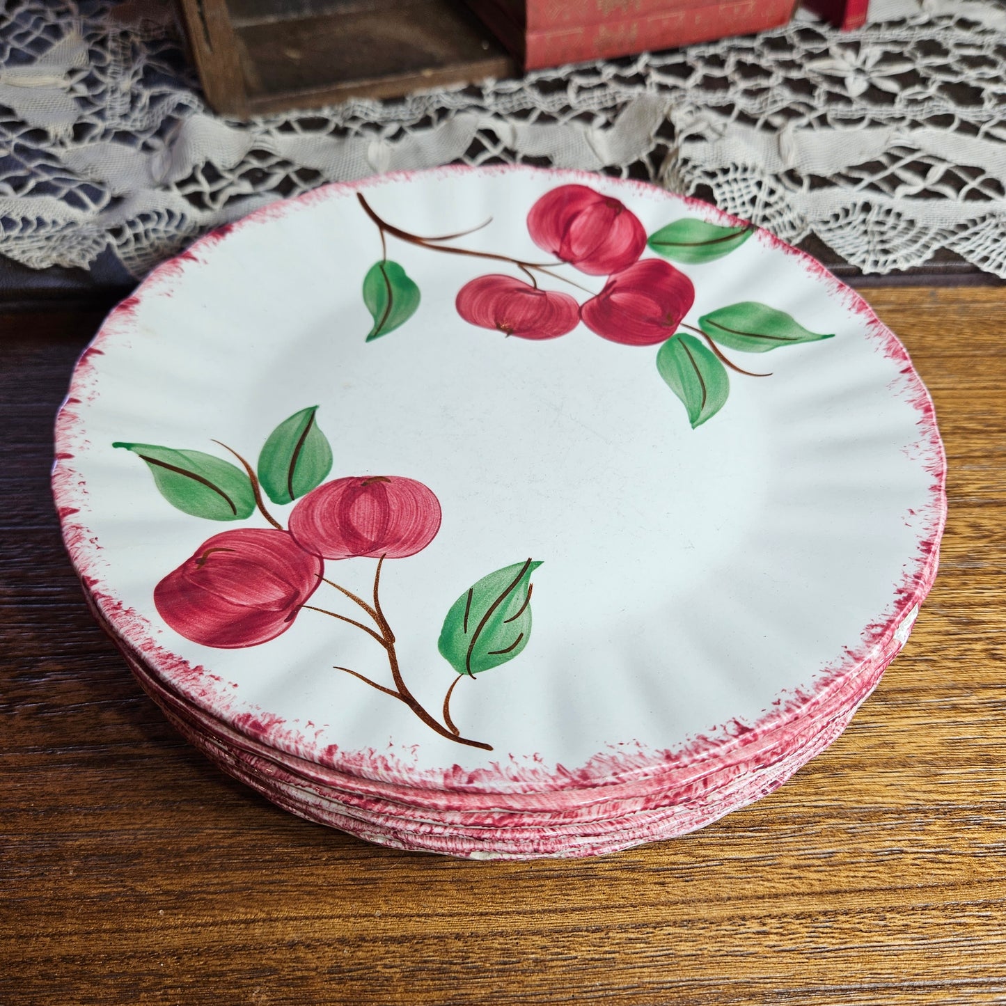 Blue Ridge Apple Dinner Plates Set of 6
