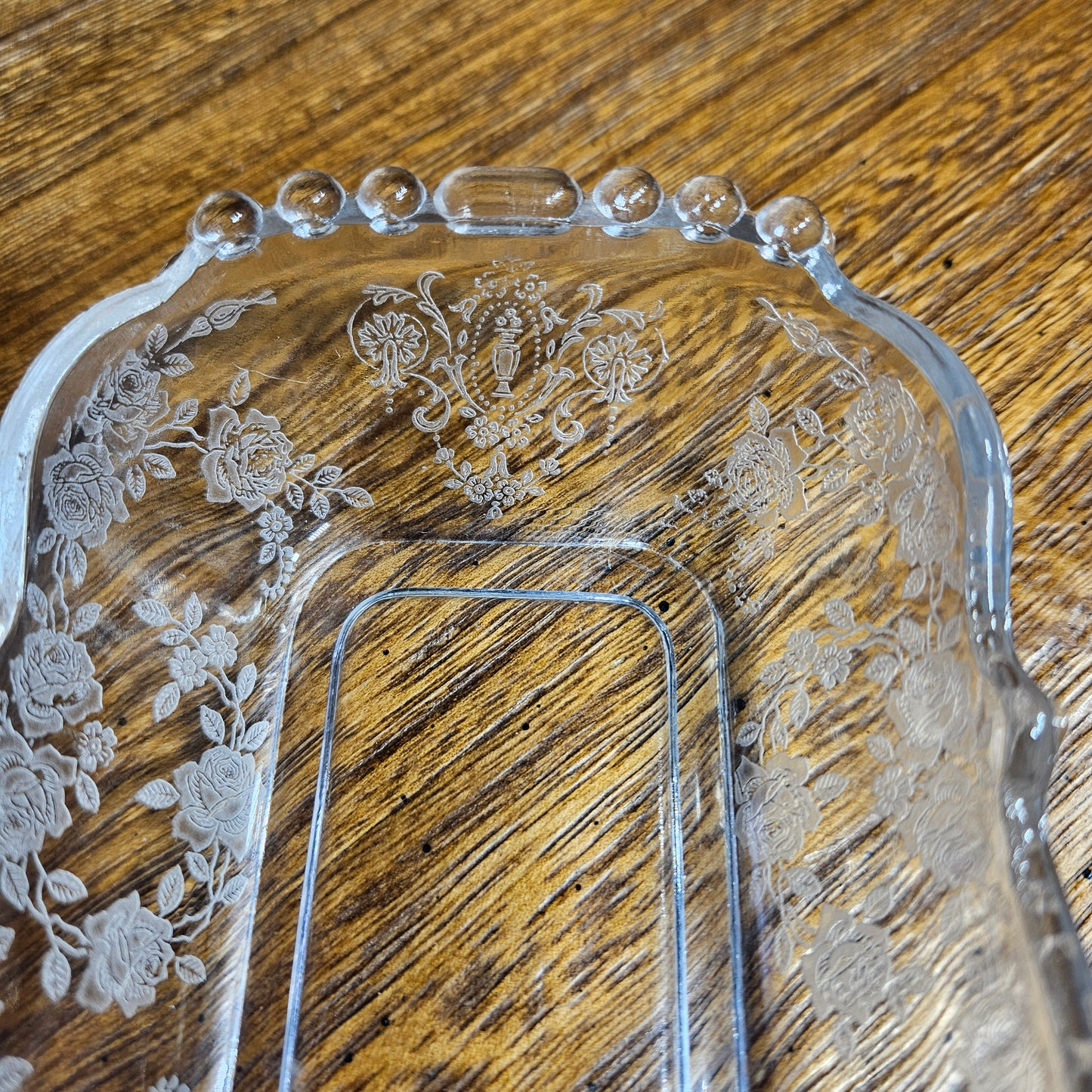 Tiffin Glass "Cherokee Rose" Celery Relish Tray