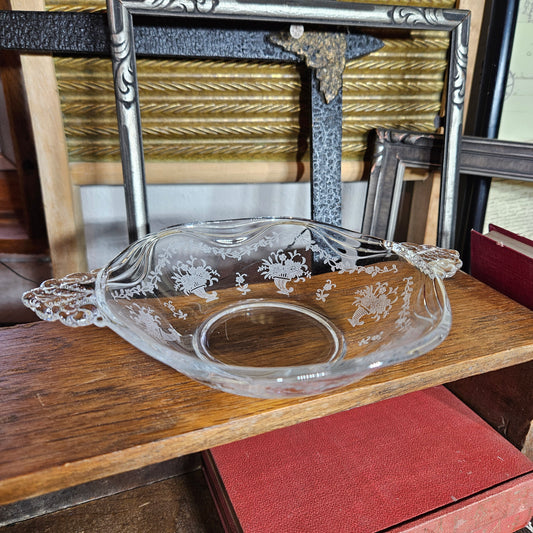 Tiffin Glass Handled Serving Bowl
