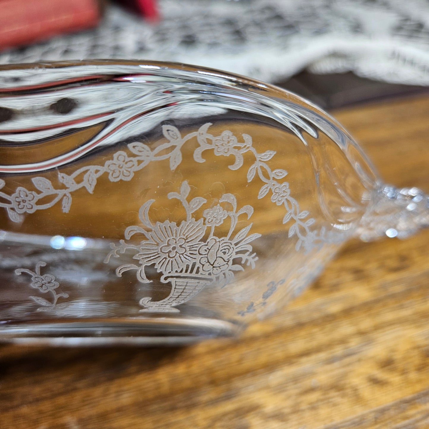 Tiffin Glass Handled Serving Bowl