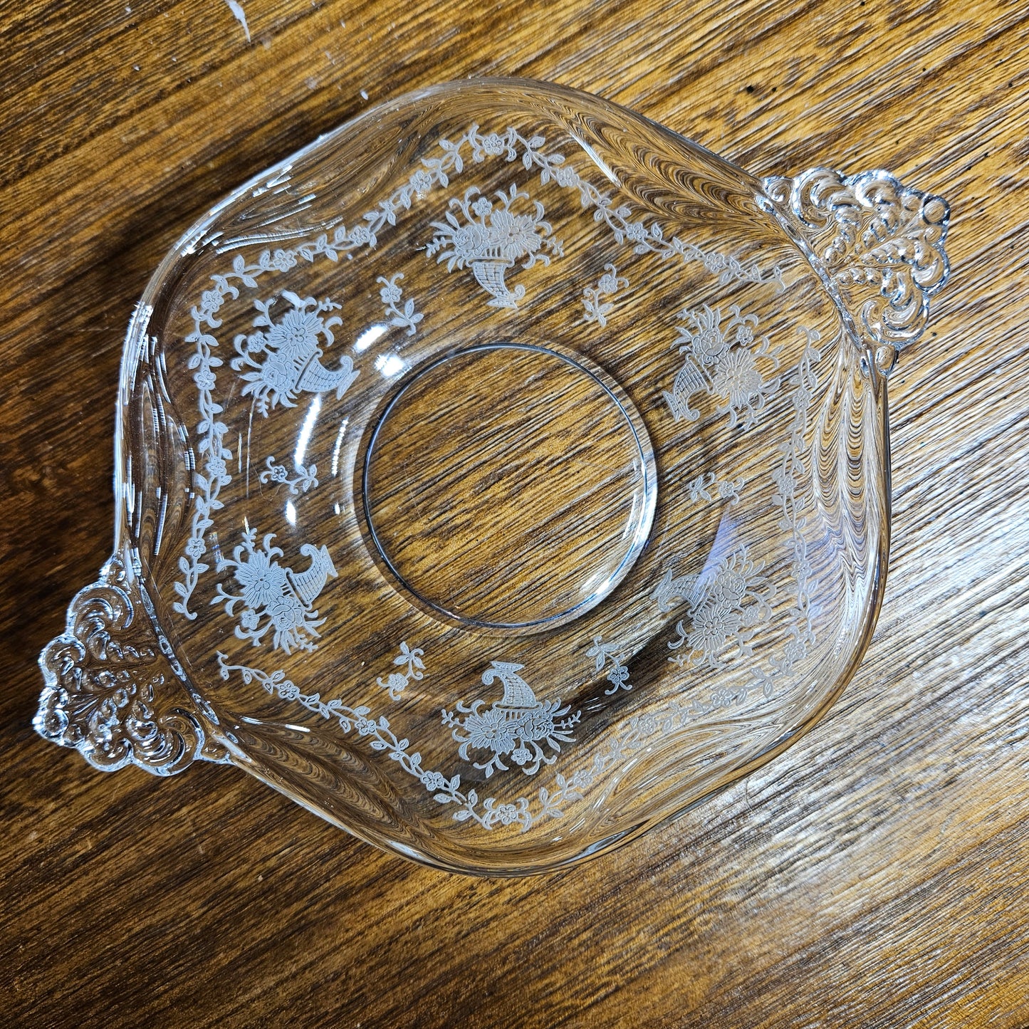 Tiffin Glass Handled Serving Bowl