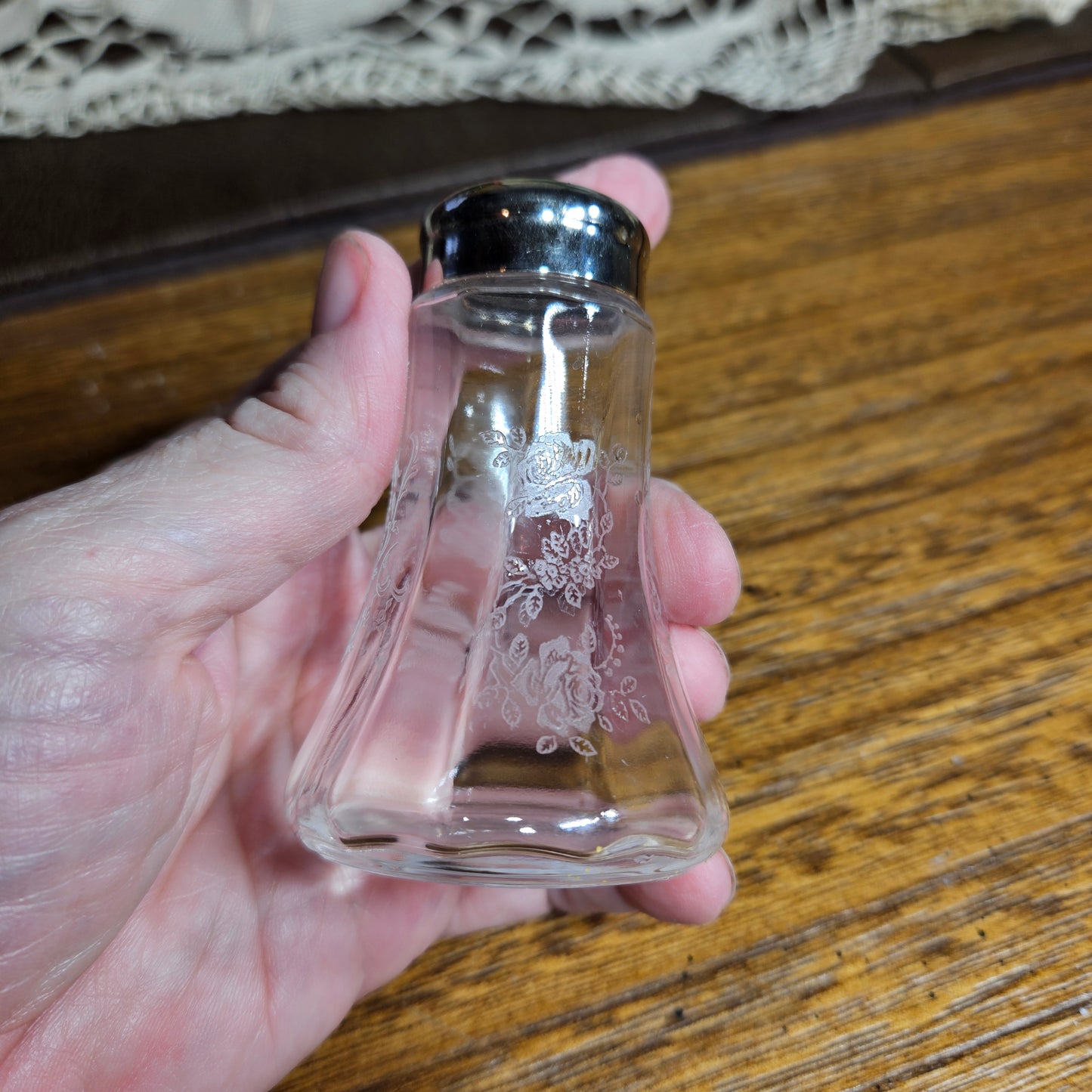 Tiffin Glass "Cherokee Rose" Salt and Pepper Shakers Pair