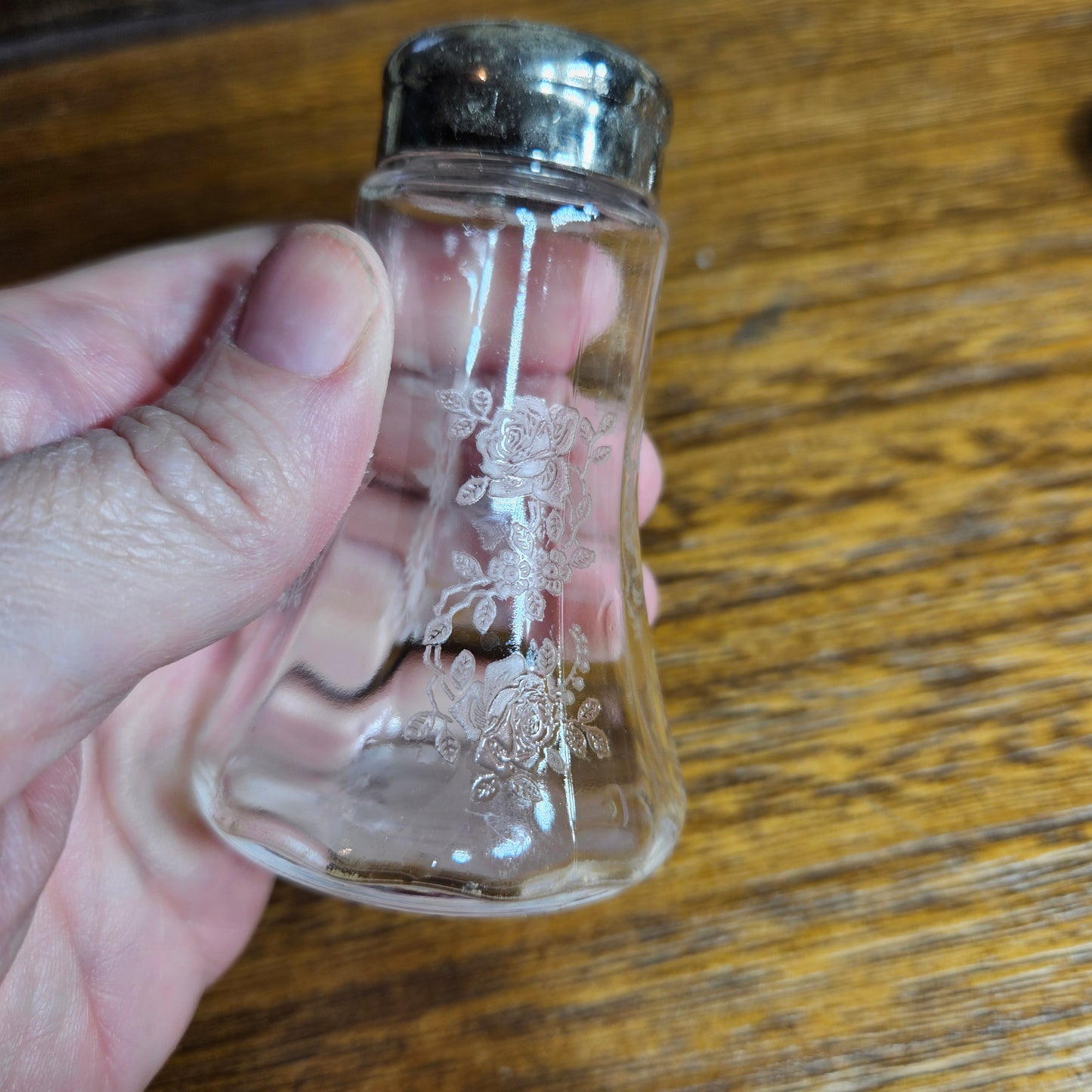 Tiffin Glass "Cherokee Rose" Salt and Pepper Shakers Pair