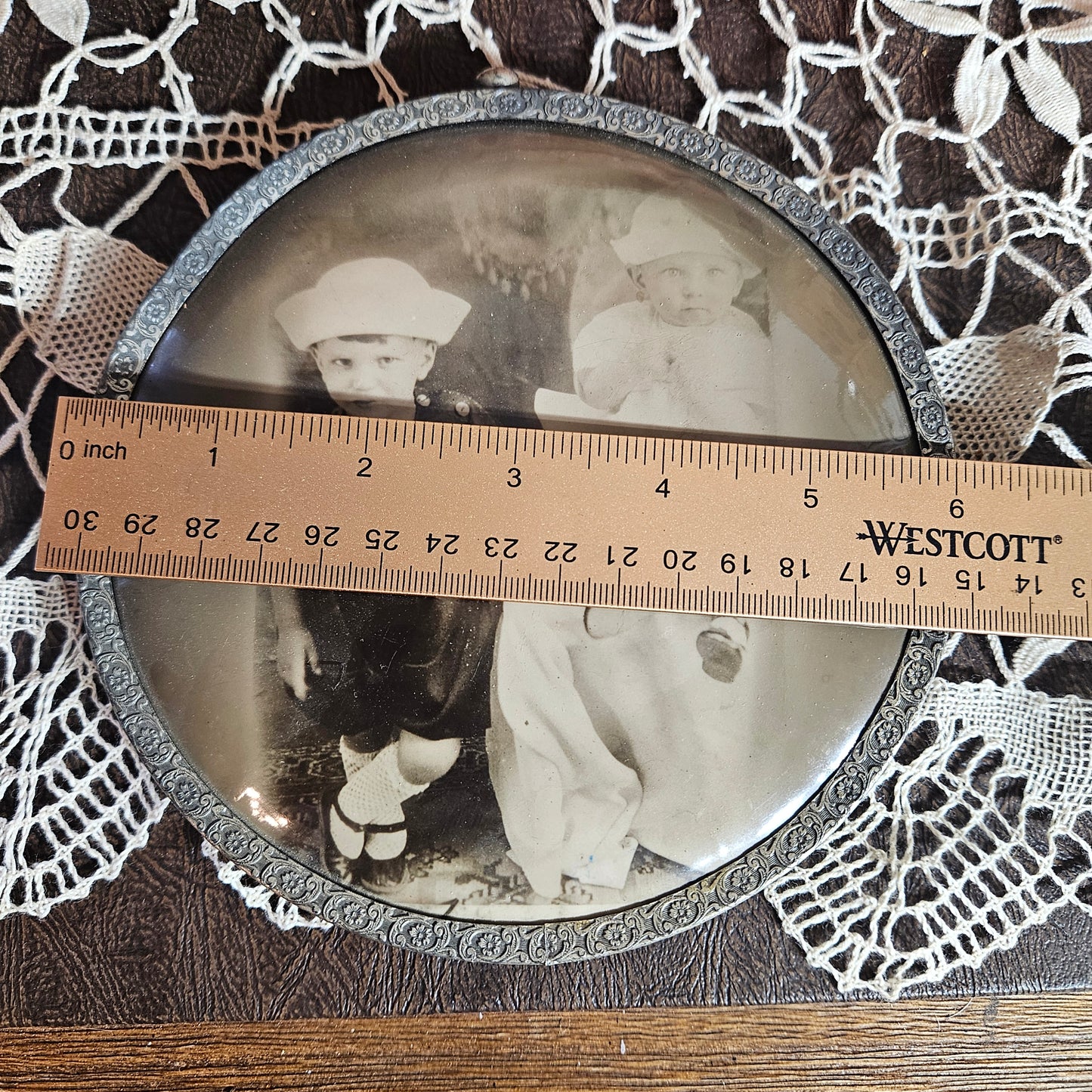 Antique Framed Sepia Children Portrait Photograph