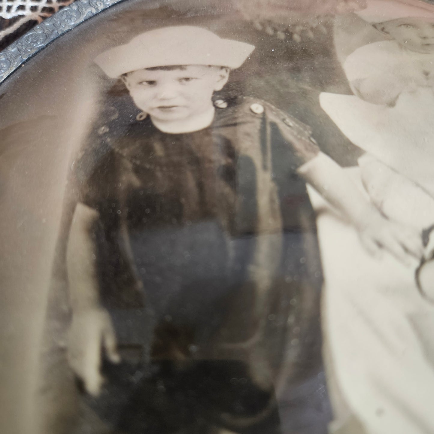 Antique Framed Sepia Children Portrait Photograph