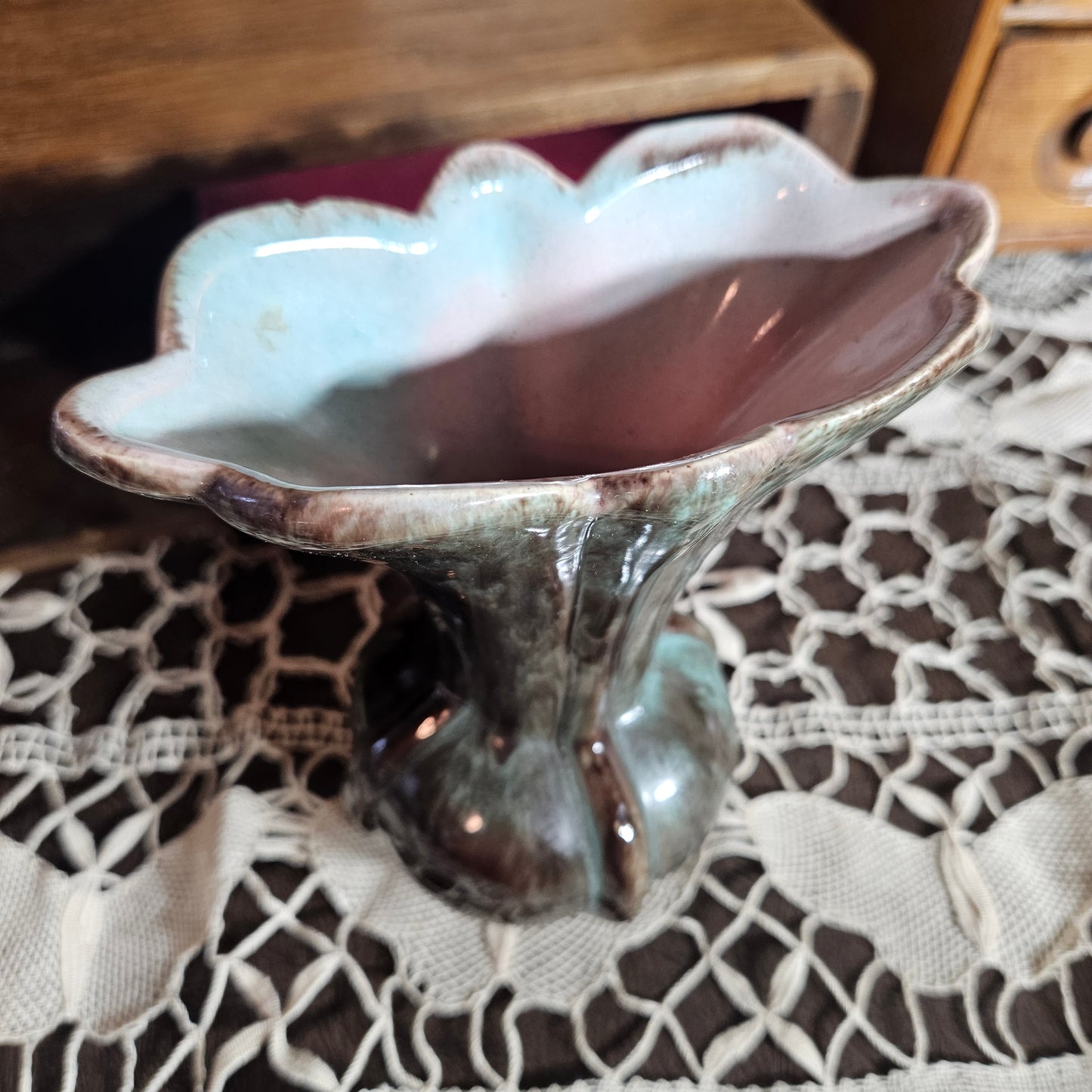 Mid Century Drip Glaze Art Pottery Vase