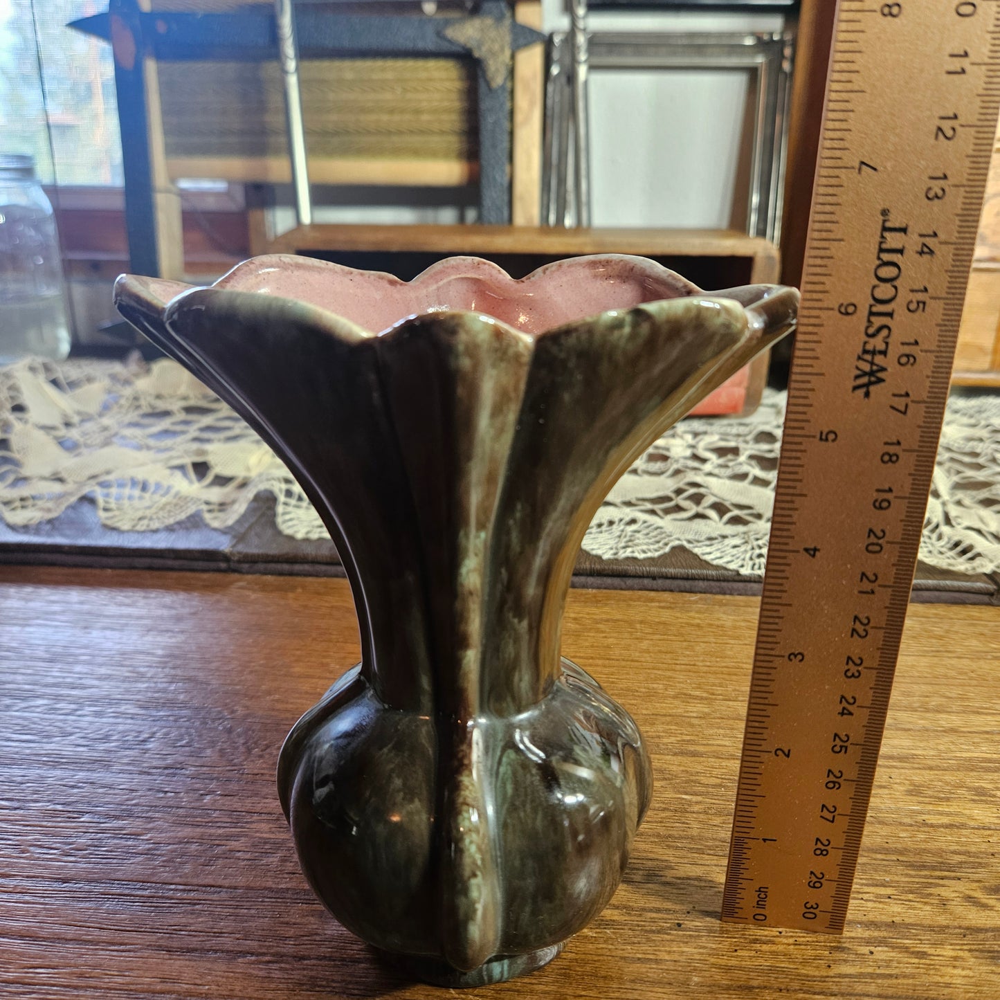 Mid Century Drip Glaze Art Pottery Vase